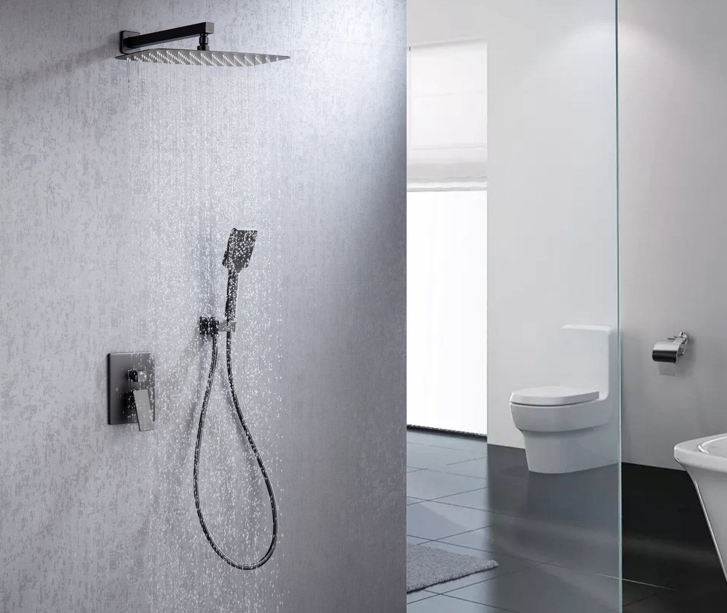 Shower Faucet Set Shower System with 12 Inch Rain Shower Head and Handheld, Bathroom Shower Combo Set Wall Mounted System Rough-in Valve Body and Trim Included.