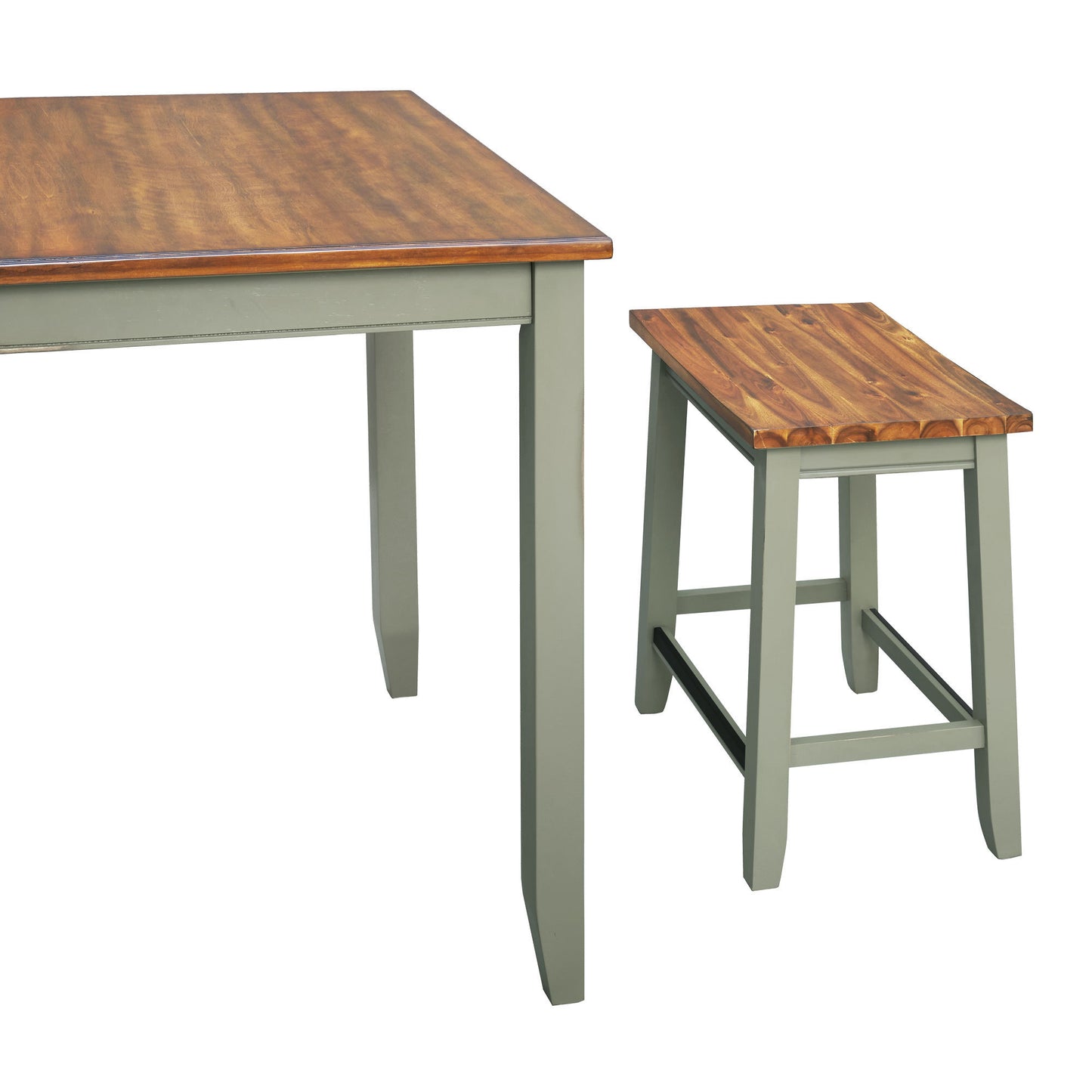 TOPMAX Farmhouse Rustic 4-Piece Wood Dining Stools Set, Counter Height Dining Stools, Green