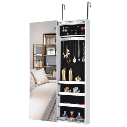 Full Mirror Jewelry Storage Cabinet With with Slide Rail Can Be Hung On The Door Or Wall