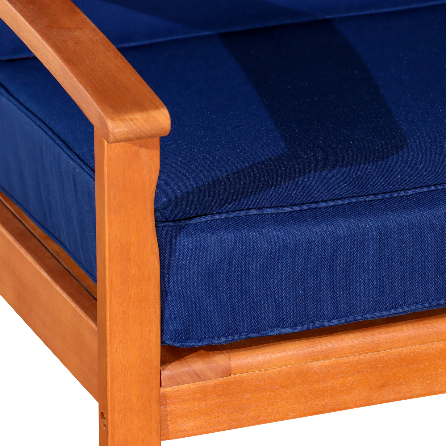 Deep Seat Eucalyptus Chair, Natural Oil Finish, Navy Cushions