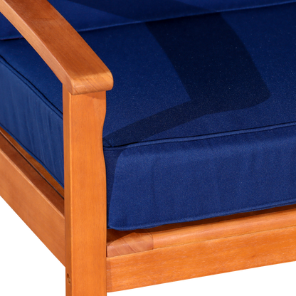 Deep Seat Eucalyptus Chair, Natural Oil Finish, Navy Cushions