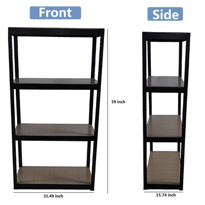 Storage Rack Shelving Unit Storage Shelf Steel Garage Utility Rack 4-Shelf Adjustable Shelves Heavy Duty Display Stand for Books, Kitchenware, Tools Bolt-Free Assembly 31.49"x 14.47"x 59” （White）