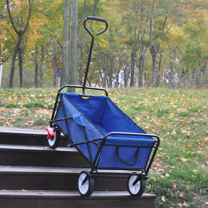 Folding Wagon Garden Shopping Beach Cart (blue)