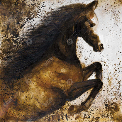 Horse rushing into the dust - 08x08 Print on canvas