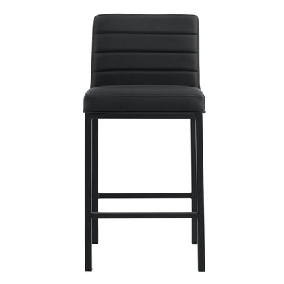 Cheap Modern Design High Counter Stool metal legs Kitchen Restaurant black pu Bar Chair(set of 2)