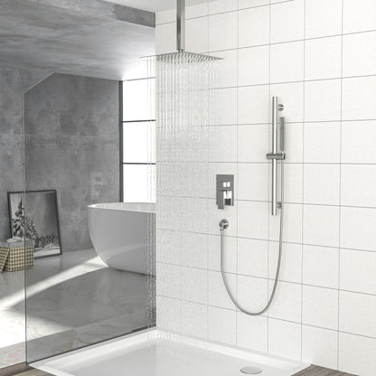 16" Rain Shower Head Systems ,with 26.18 inch Adjustable Angle Slide Bar,Brushed Nickel,Ceiling Mounted shower