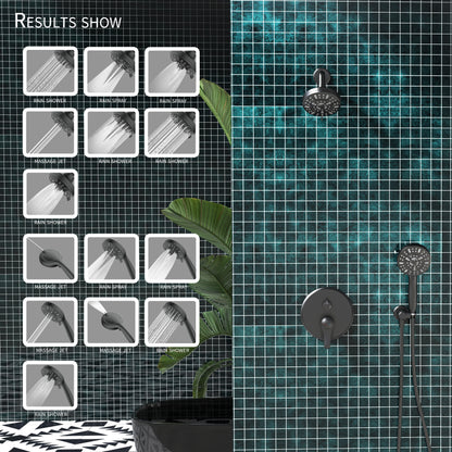 Large Amount of water Multi Function Shower Head - Shower System,  9-Function Hand Shower, Simple Style, Matte Black