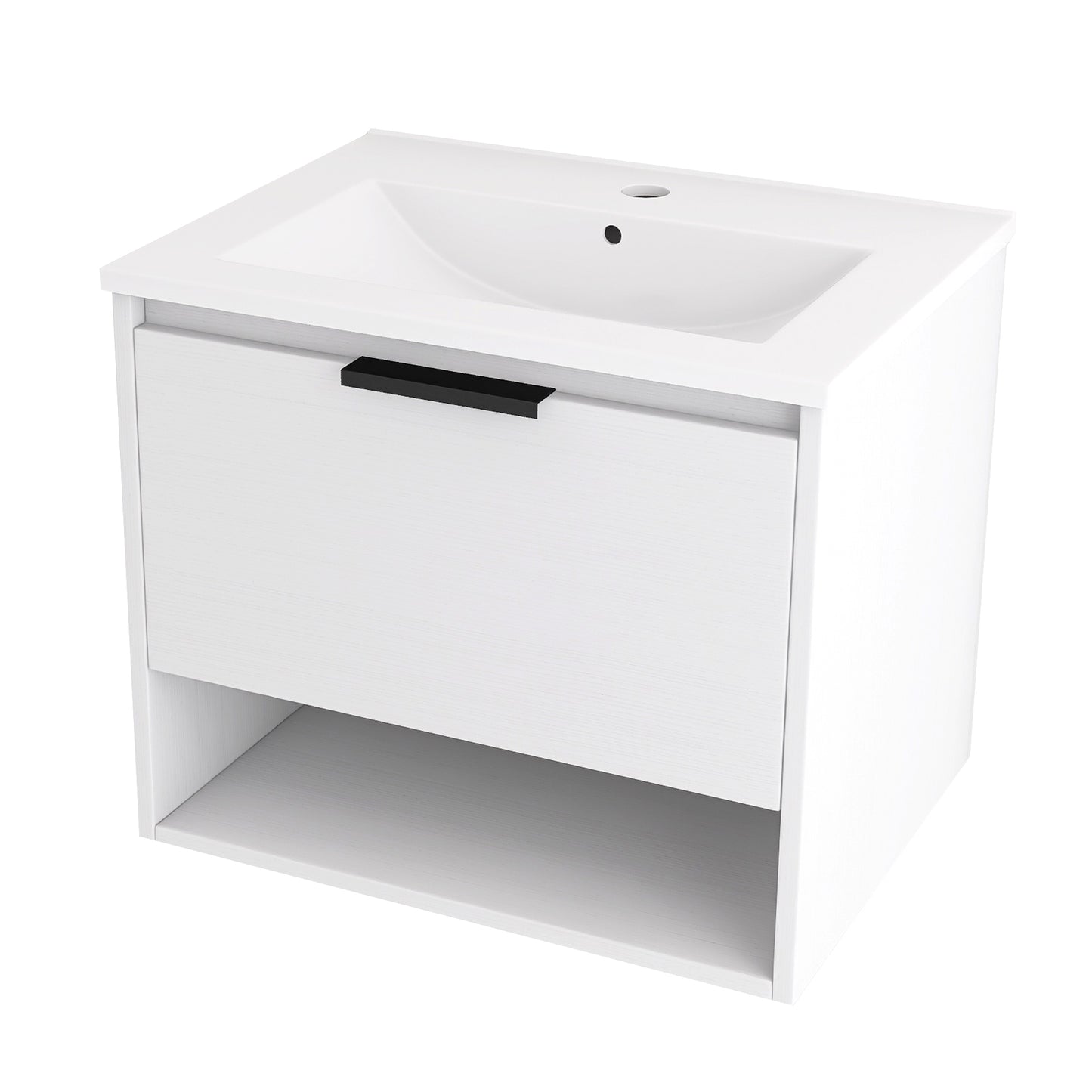 24 inches Bathroom Vanity with Integrated Ceramic Sink and 1 Soft Close Drawer