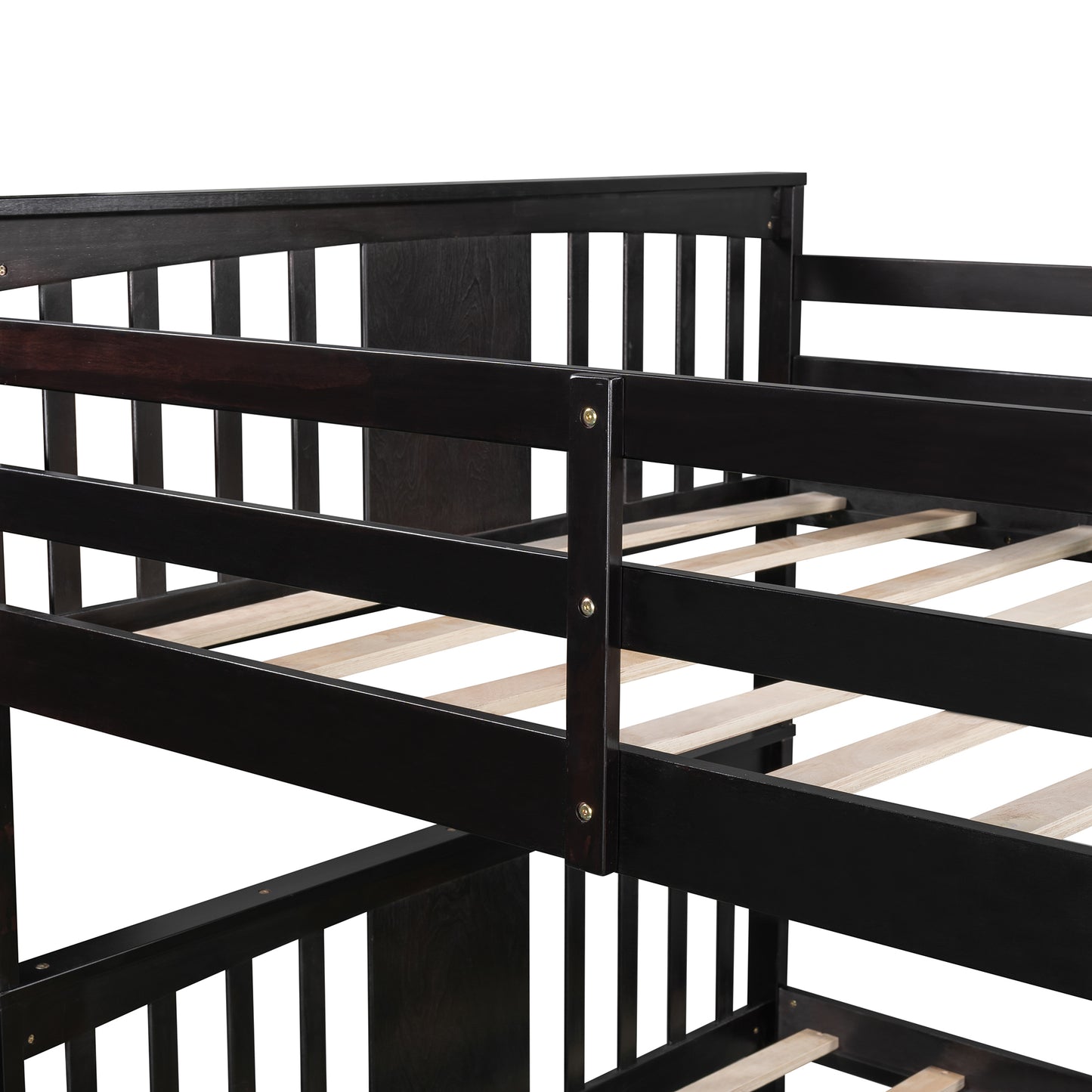 Full over Full Bunk Bed with Ladder for Bedroom, Guest Room Furniture-Espresso(OLD SKU :LP000203AAP)