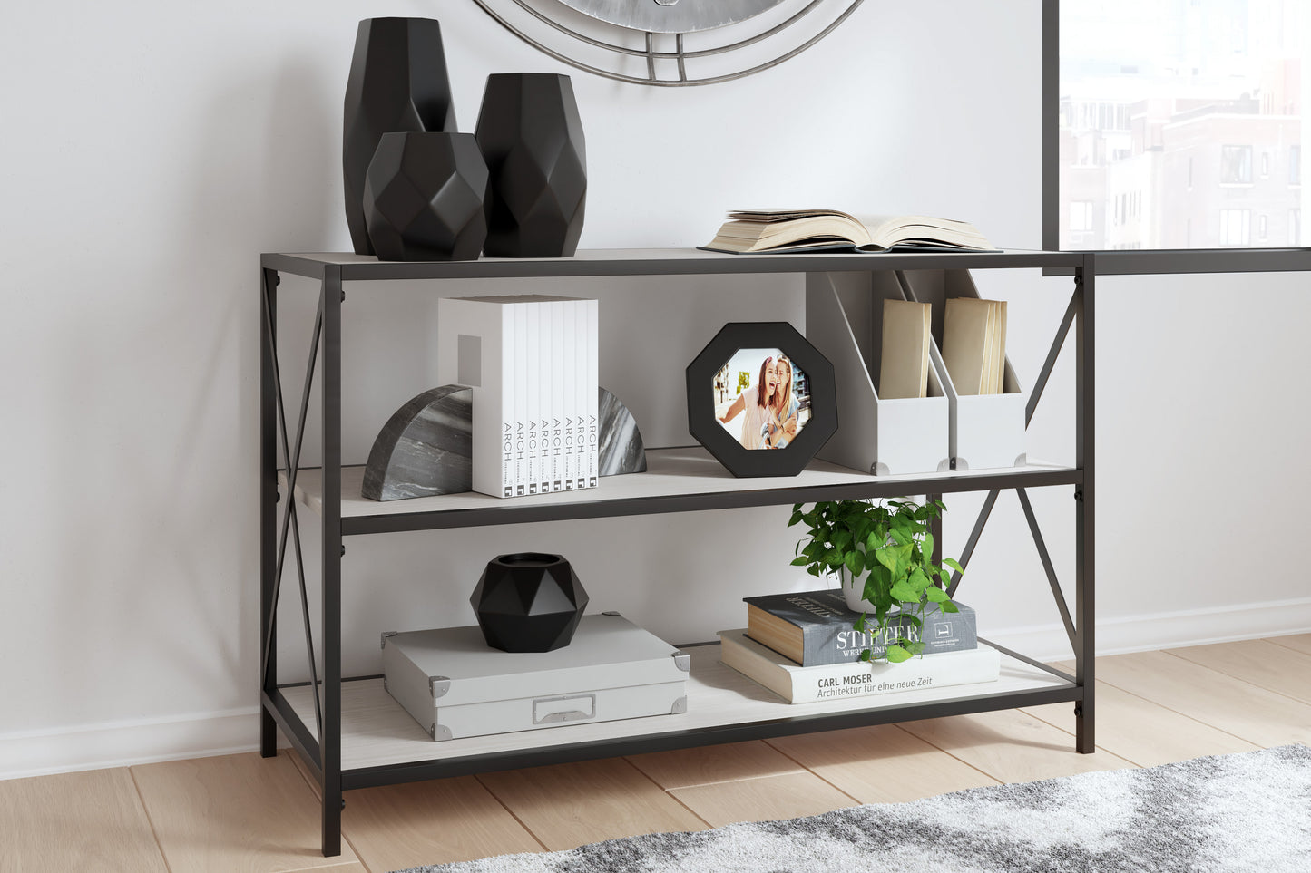 Ashley Bayflynn White+Black Casual Bookcase H288-60