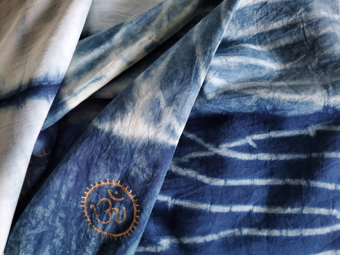Indigo Dyed Hand Printed Cotton Fabric by OMSutra
