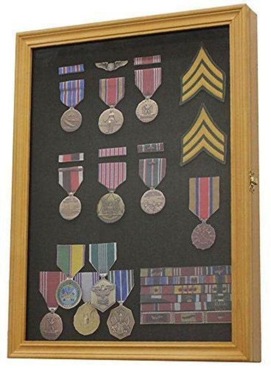 Display Case Wall Frame Cabinet for Military Medals, Pins, Patches, Insignia, Ribbons, Brooches. by The Military Gift Store