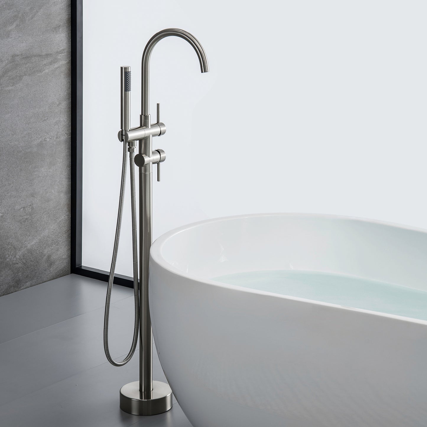 Double Handle Floor Mounted Freestanding Tub Filler