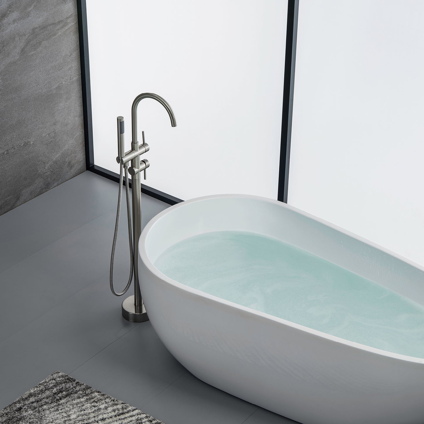 Double Handle Floor Mounted Freestanding Tub Filler