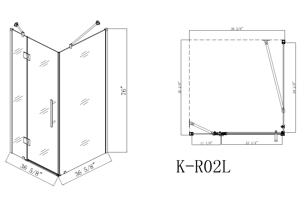 TRUSTMADE 38 in. W x 38 in. D x 76 in. H Frameless Square Hinged Shower Enclosure (cUPC Approved)