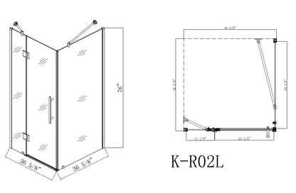 TRUSTMADE 38 in. W x 38 in. D x 76 in. H Frameless Square Hinged Shower Enclosure (cUPC Approved)