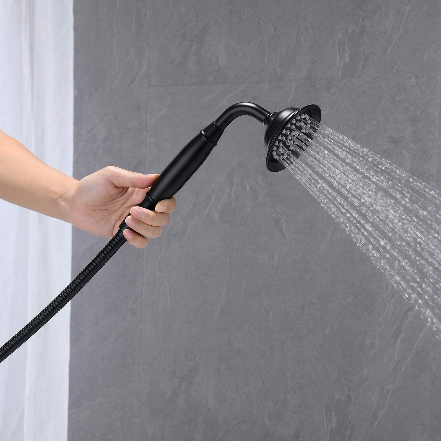 Freestanding Tub Filler Bathtub Faucet Matte Black with Hand Held Shower Floor-Mount