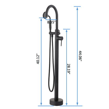 Freestanding Tub Filler Bathtub Faucet Matte Black with Hand Held Shower Floor-Mount