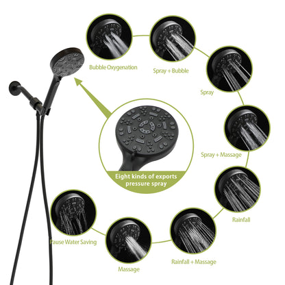 Multi Function Adjustable Hand Shower - 8-Function Hand Shower, Matte Black