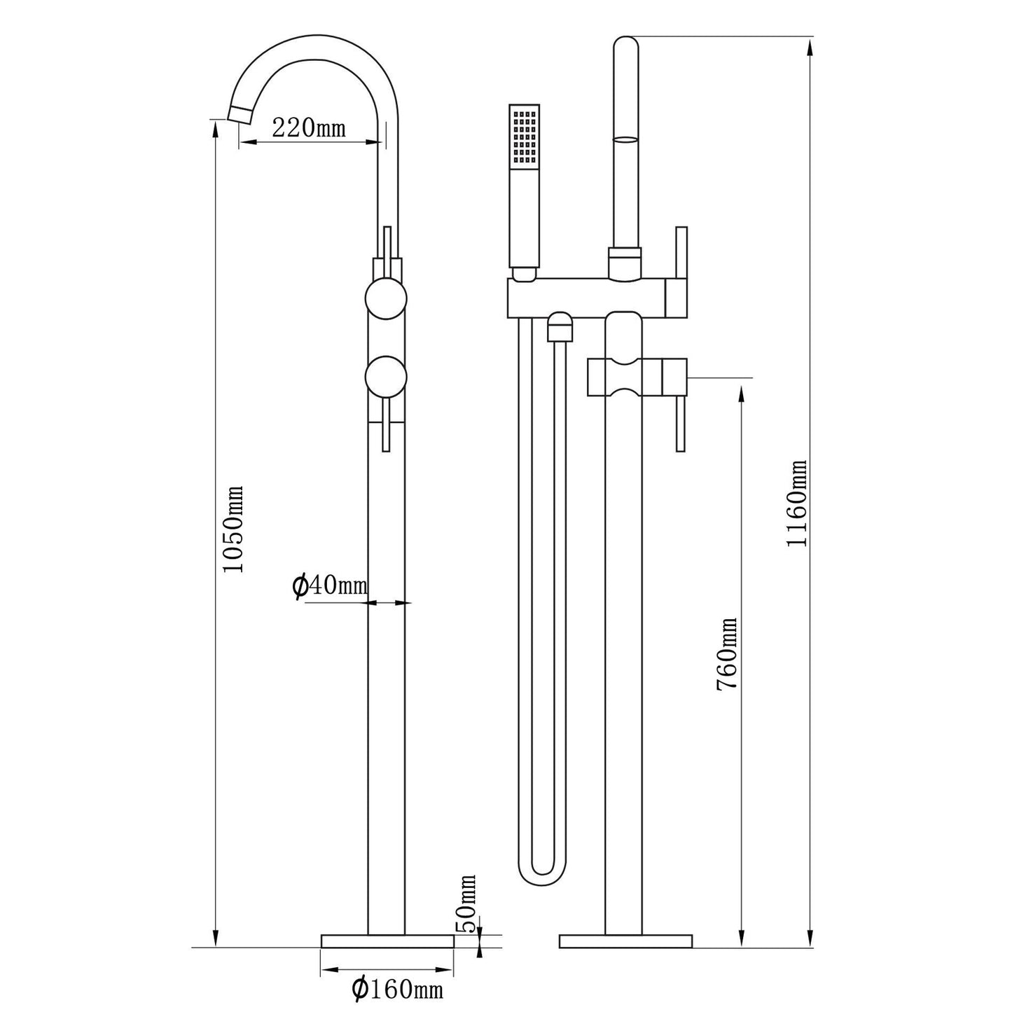 Floor Mount Bathtub Faucet Freestanding Tub Filler Brushed Nickel Standing High Flow Shower Faucets with Handheld Shower Mixer Taps Swivel Spout