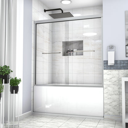 Shower Door 58" W x 60"H Semi-Frameless Bypass Sliding Shower Enclosure, Chrome