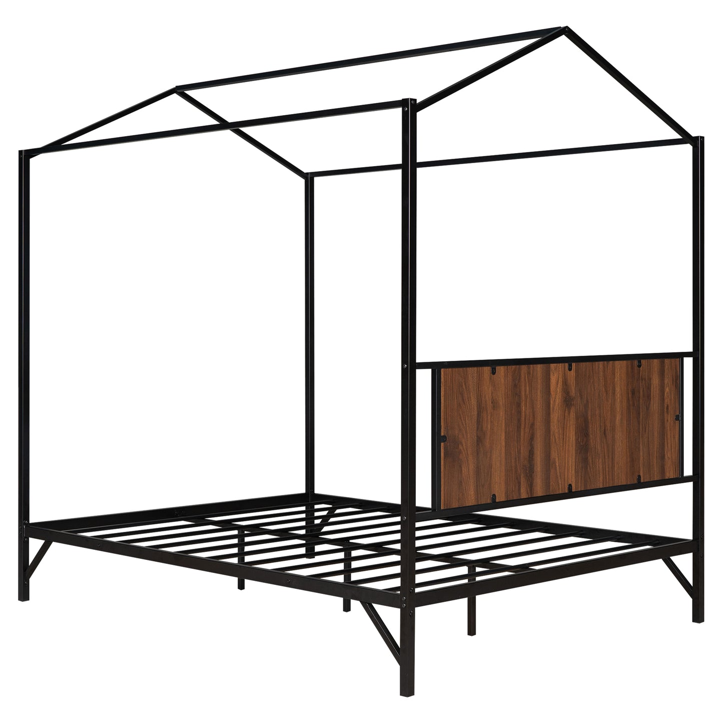 Full Size Metal House Shape Platform Bed,Black