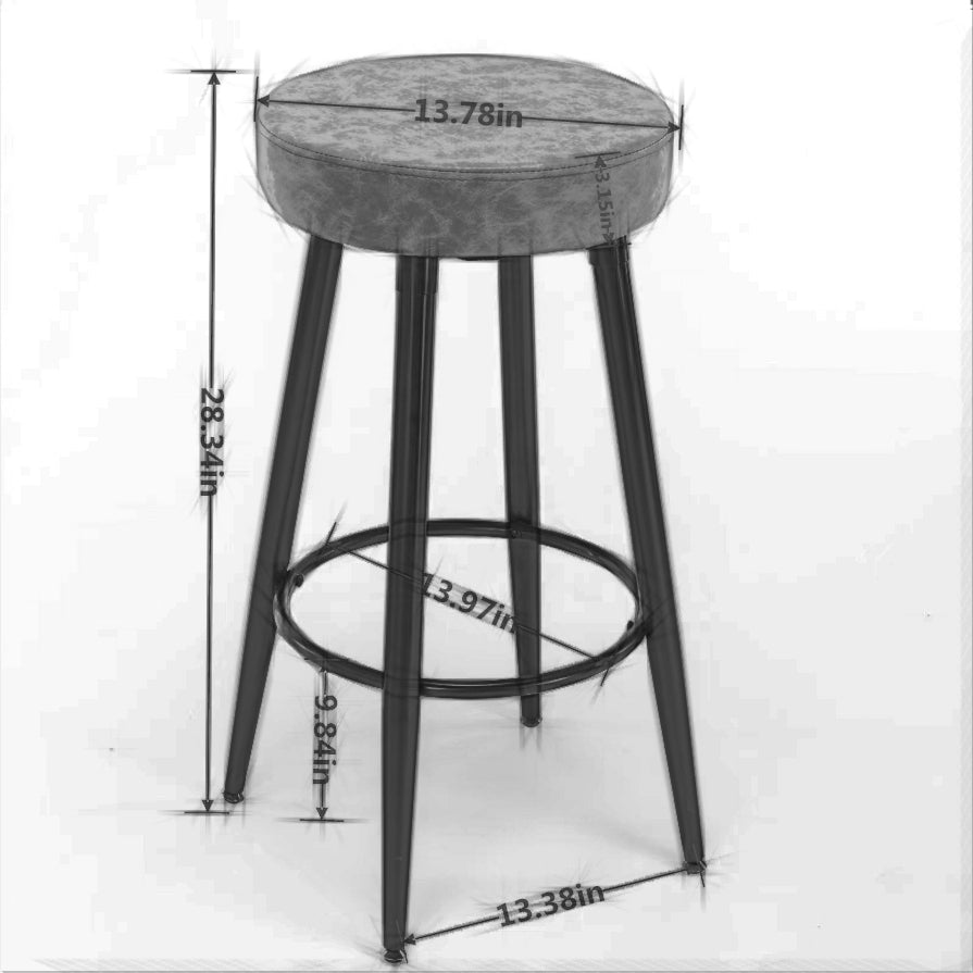 A&A Furniture,Metal Bar Stools,  Round Kitchen Counter Stools, Industrial Round Barstool, Bar Chairs, 28 Inch for Counter Pub Height Set of 2 (Gray)