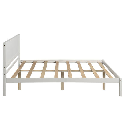 Platform Bed Frame with Headboard , Wood Slat Support , No Box Spring Needed ,Full,White(OLD SKU:WF191419AAK)