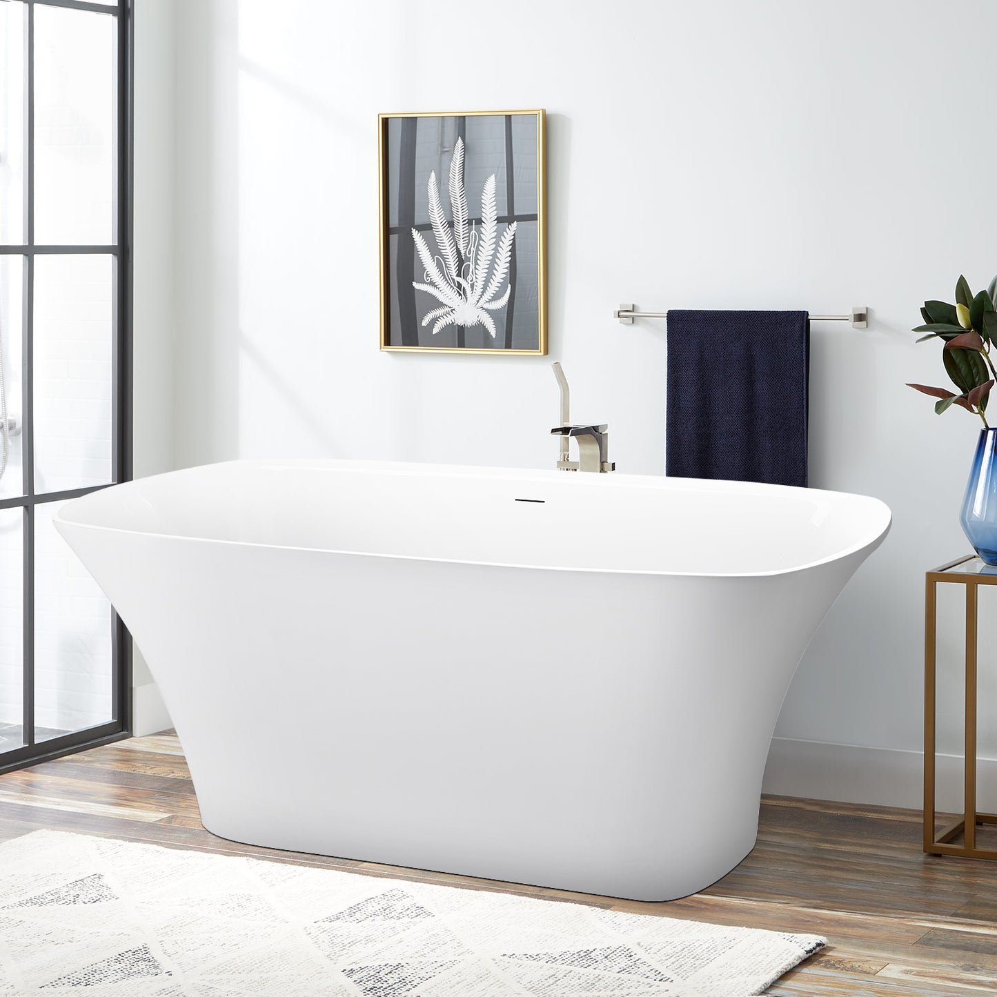 67" 100% Acrylic Freestanding Bathtub，Contemporary Soaking Tub，white Bathtub