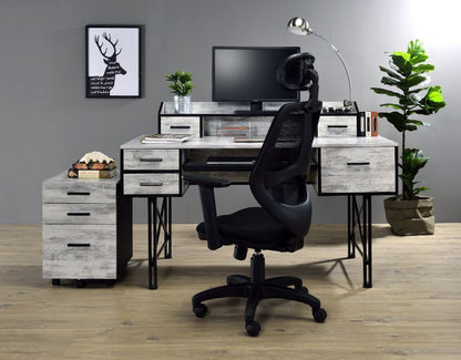 ACME Safea Computer Desk, Antique White & Black Finish 92802