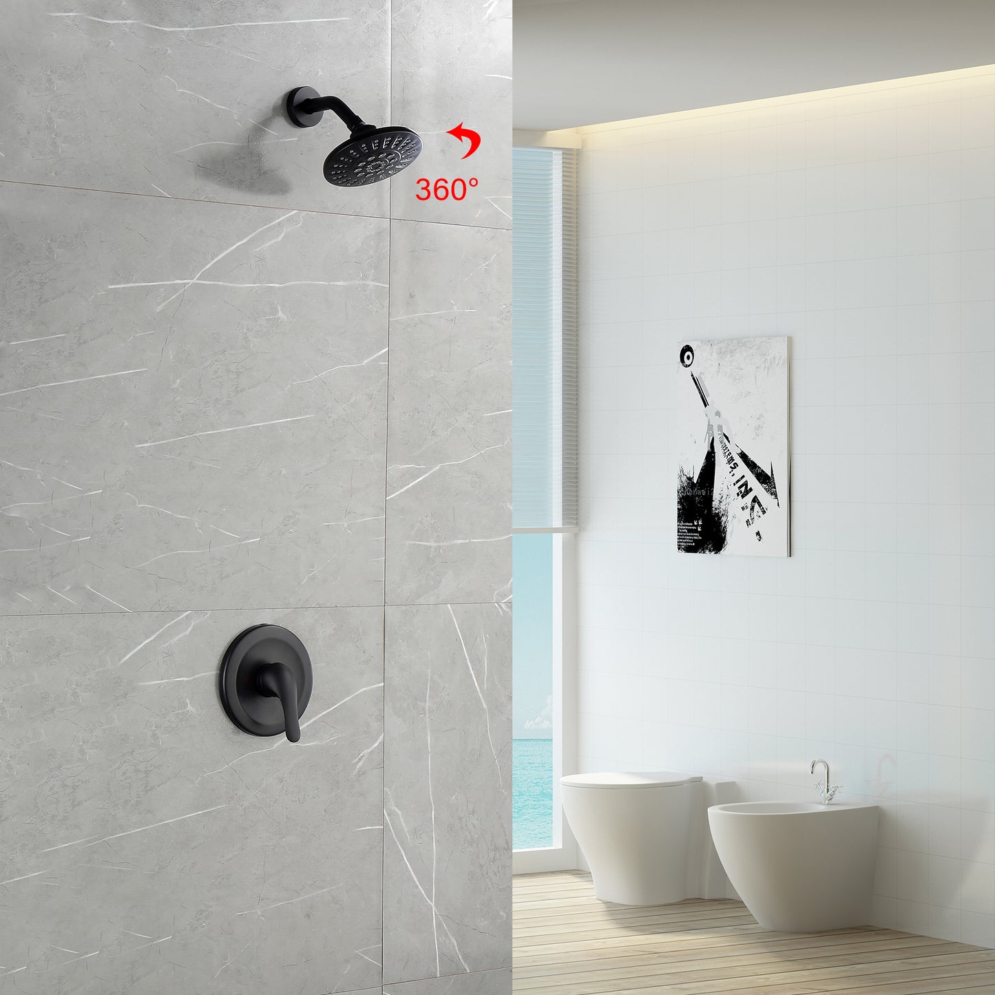 Pressure-Balanced Complete Shower System with Rough-in Valve