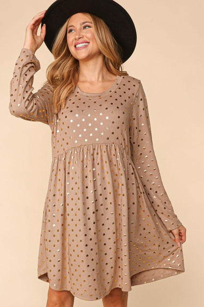 PLUS DOT FOIL BABYDOLL HACCI KNIT DRESS