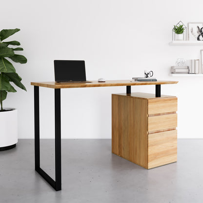 Techni Mobili Computer Desk with Storage and File Cabinet, Pine