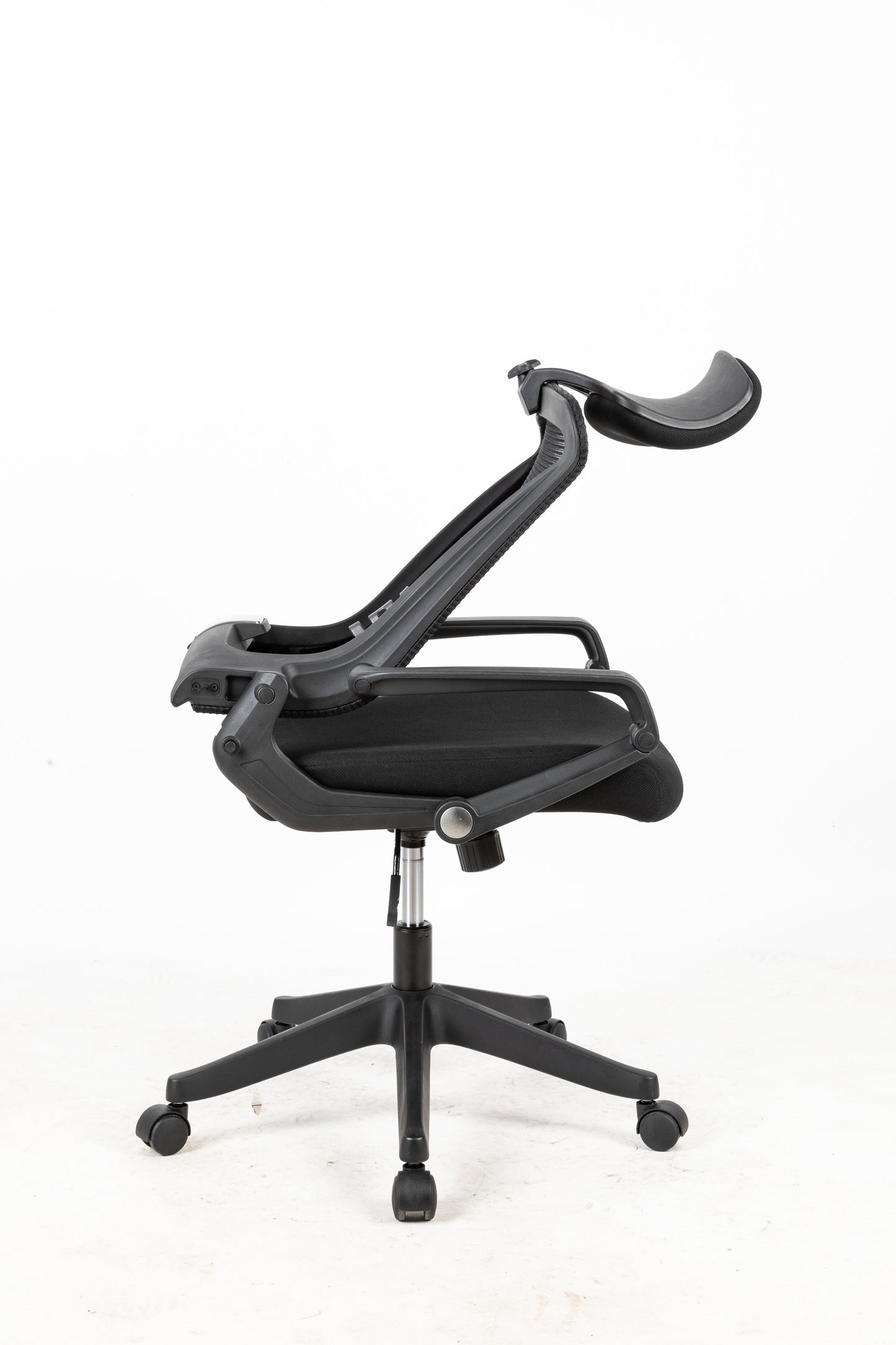 High Back Office Chair with fixed arms and headrest, Black, easy assemble chair