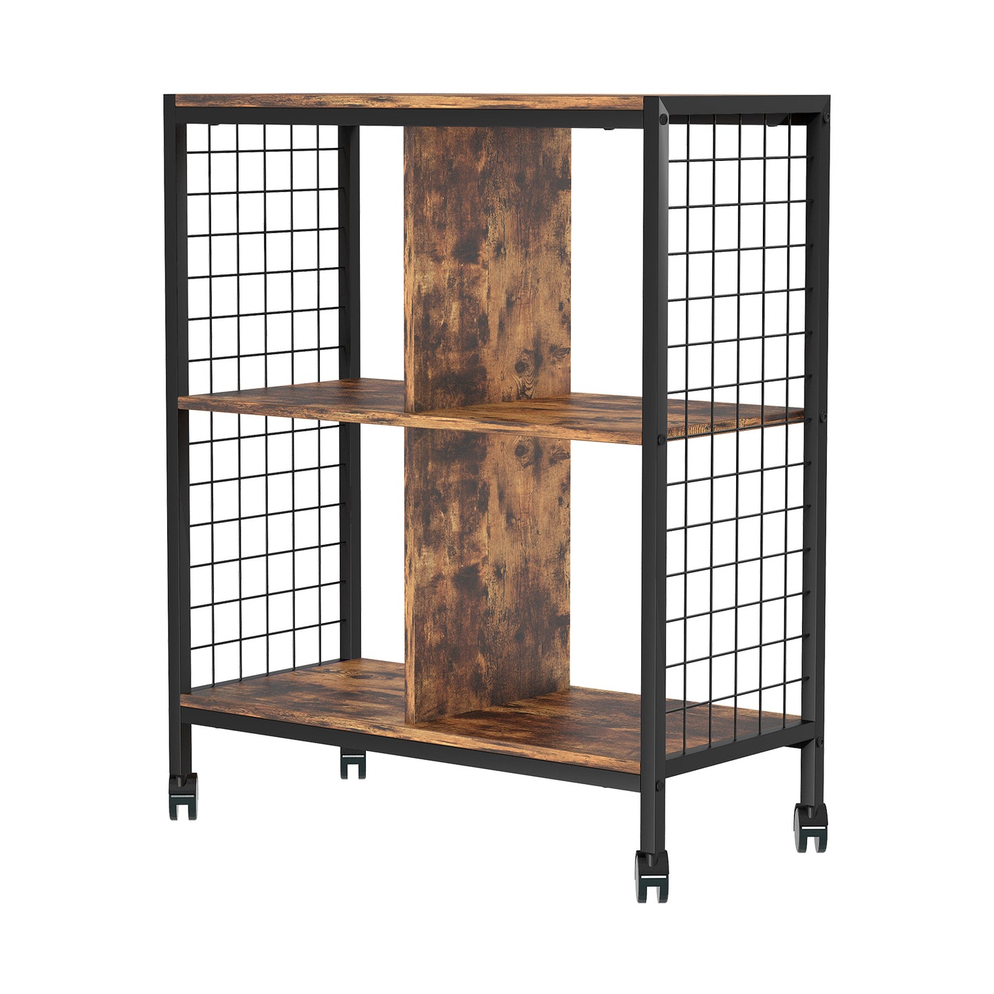 Nordic Living Room Bedroom Wood Metal Movable Bookshelf Storage Rack Srorage Shelf With Wheels