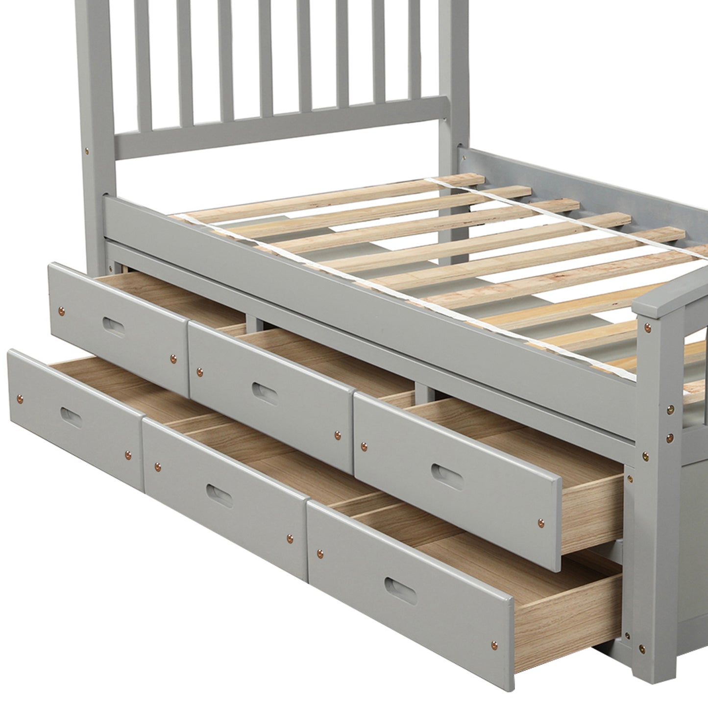 Orisfur. Twin Size Platform Storage Bed Solid Wood Bed with 6 Drawers