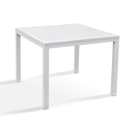 Outdoor Dining Table 36.61''L x 36.61''W Aluminum Patio Square Dining Table for 4 Person Perfect for Deck Garden Backyard, White