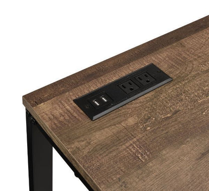 ACME Tyrese Built-in USB Port Writing Desk, Walnut & Black Finish 93096