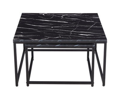 Modern Nesting Coffee  Tables Set, Marble Black, 2pc, 31.5''L 31.5''W 17.72''H