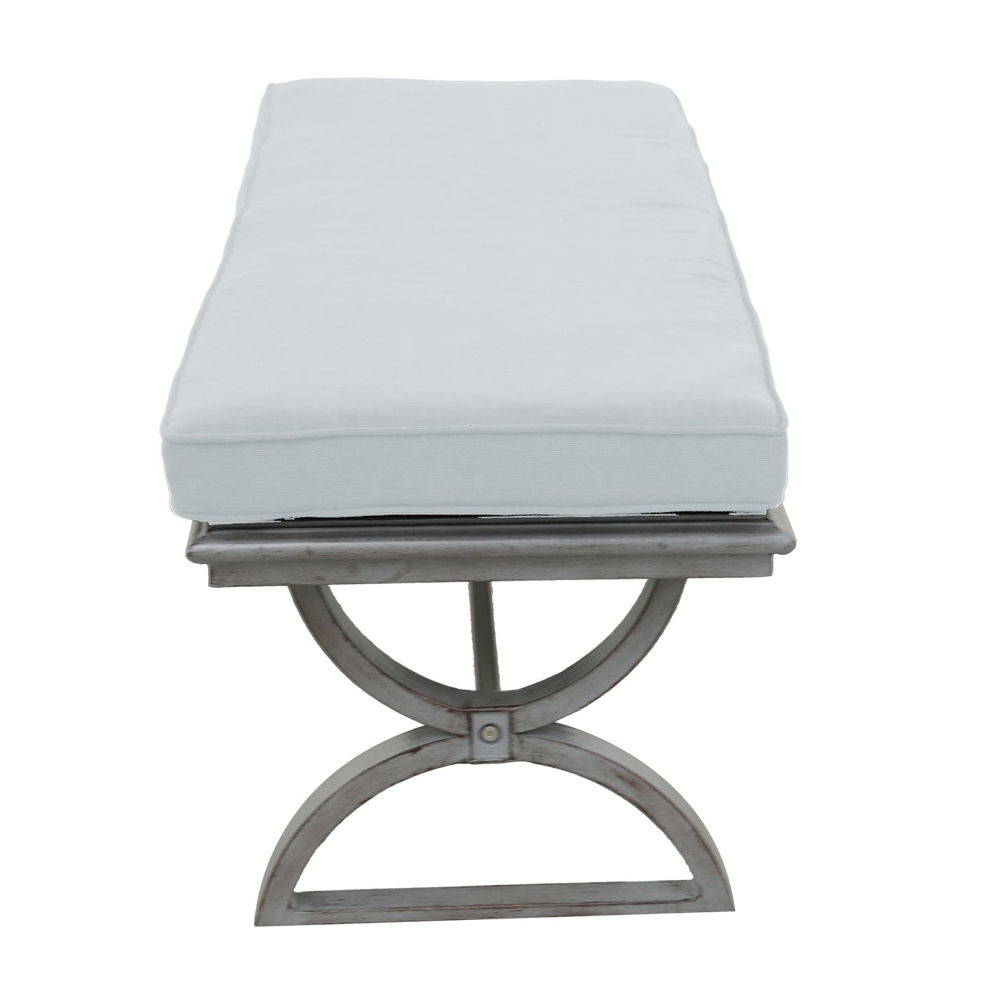 Outdoor Aluminum Bench with Cushion, Cast Silver