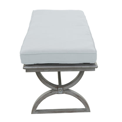 Outdoor Aluminum Bench with Cushion, Cast Silver