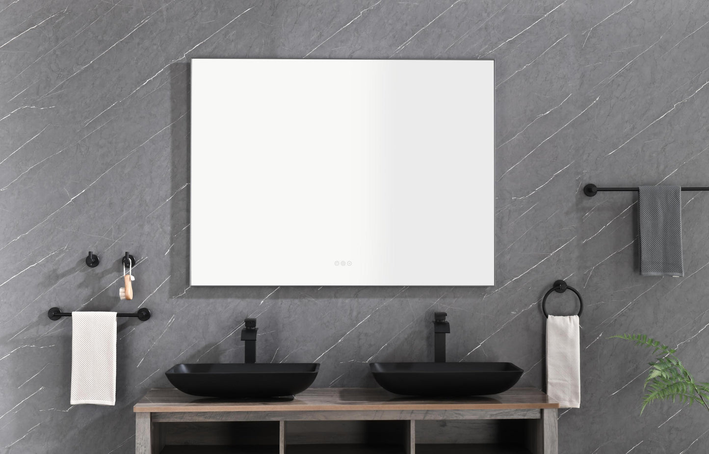 Super Bright Led Bathroom Mirror with Lights, Metal Frame Mirror Wall Mounted Lighted Vanity Mirrors for Wall, Anti Fog Dimmable Led Mirror for Makeup, Horizontal/Verti  \\\\nGun Gray Metal