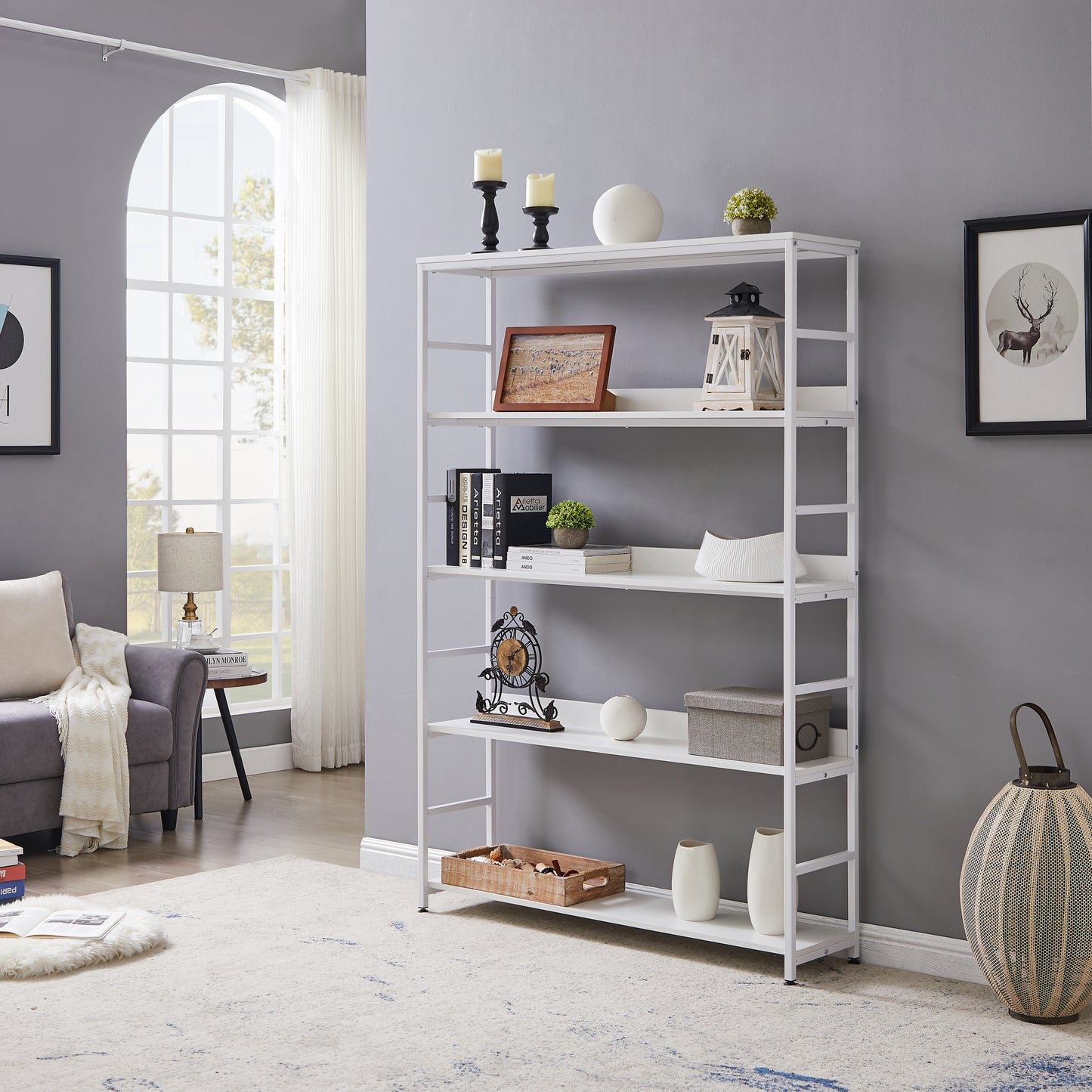 [VIDEO] 5-Tier Home Office Bookcase Open Bookshelf Storage Large 5 Shelf Bookshelf Furniture with Metal Frame, White