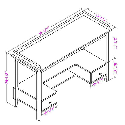 White 46’’ Home Office Desk Computer Desk Study Desk Writing Table Workstation with 2 Drawers