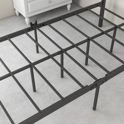 Metal Canopy Bed Frame Platform with X Shaped , Twin Black