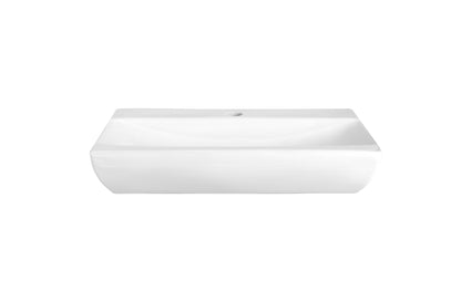 Vessel  Bathroom Sink Basin in White Ceramic