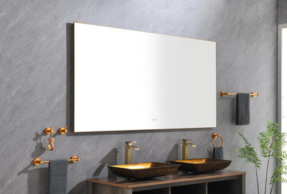 Super Bright Led Bathroom Mirror with Lights, Metal Frame Mirror Wall Mounted Lighted Vanity Mirrors for Wall, Anti Fog Dimmable Led Mirror for Makeup, Horizontal/Verti  \nGun Gray Metal