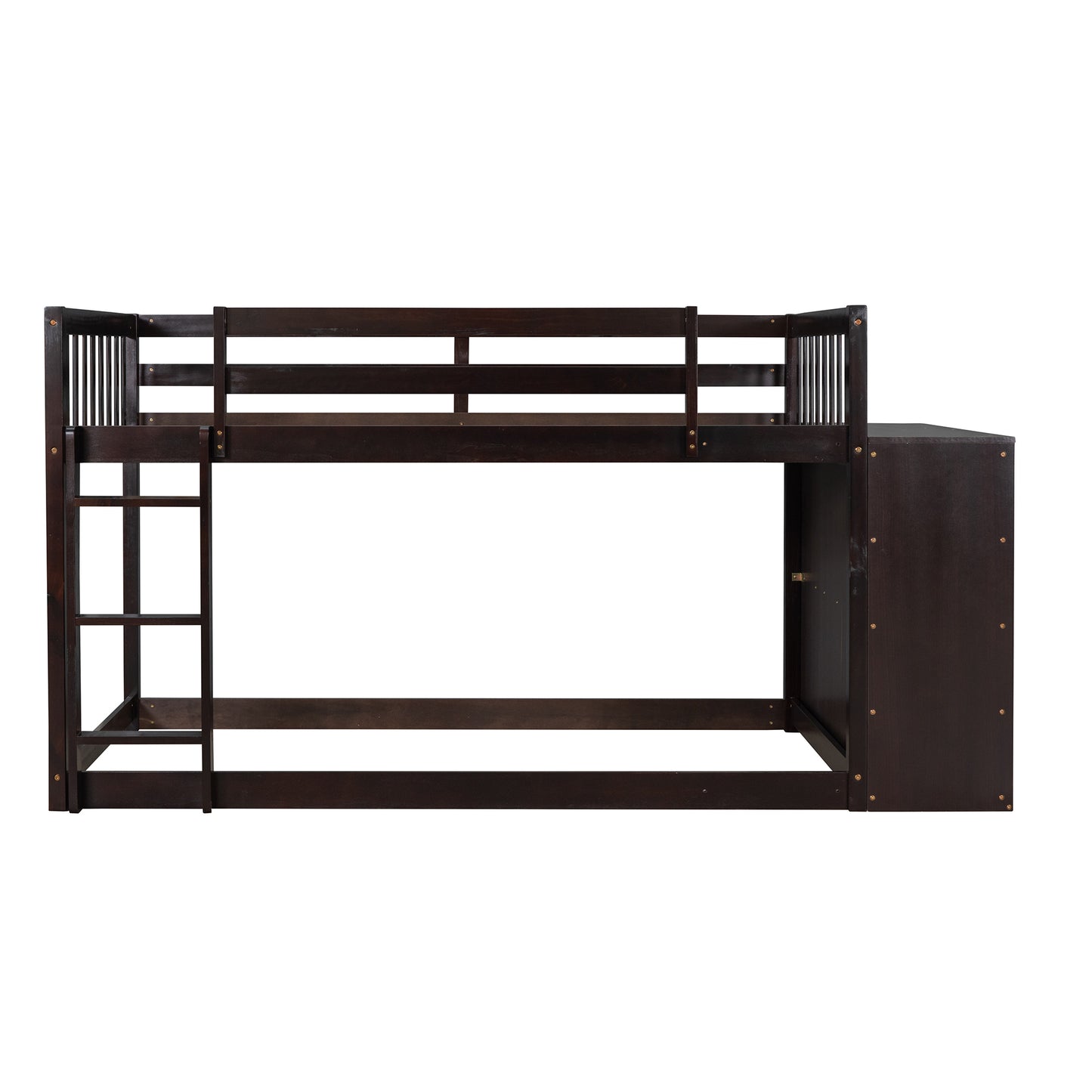 Twin over Twin Bunk Bed with 4 Drawers and 3 Shelves-Espresso（OLD SKU: LP000067AAP）