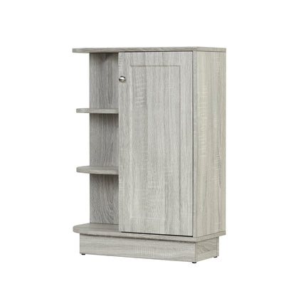 Open Style Shelf Cabinet with Adjustable Plates Ample Storage Space Easy to Assemble, Oak