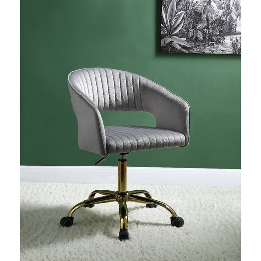 ACME Hopi Office Chair, Gray Velvet & Gold 92940